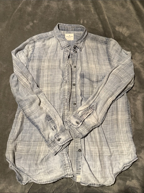 American Eagle Outfitters Tops - Light Blue Plaid Women’s Button-Up Shirt